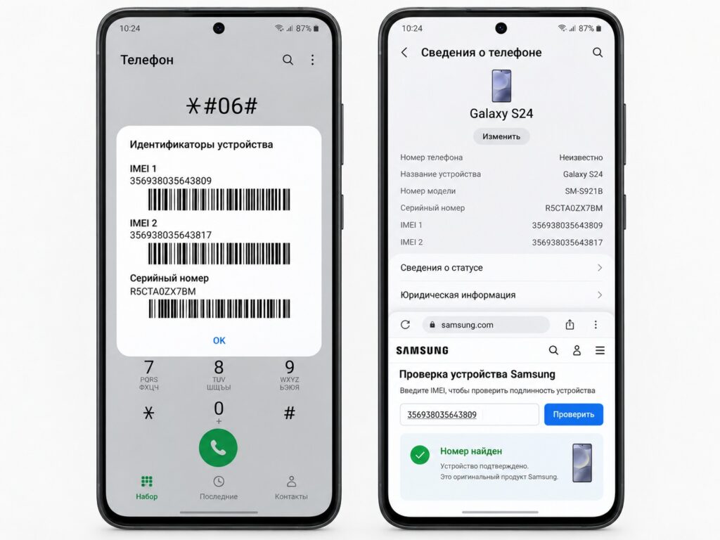 Checking a Samsung smartphone by IMEI