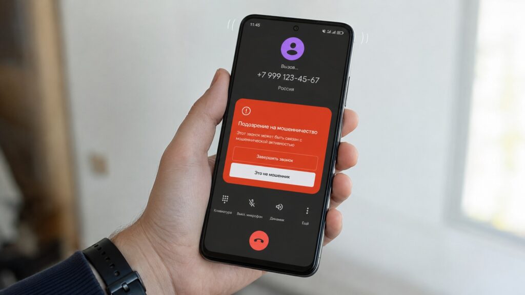 Scam Detection warning shown during a phone call