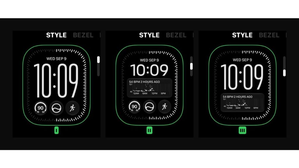 The three styles of the new watch face