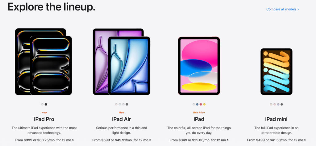 The iPad lineup now has even more models than the iPhone.