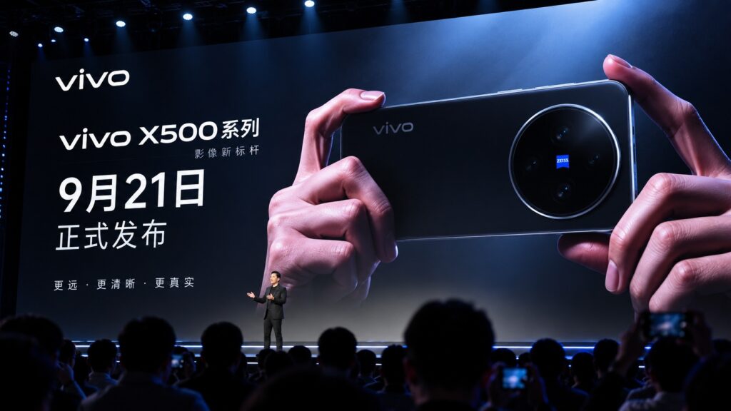 A simulated frame from the vivo X500 presentation