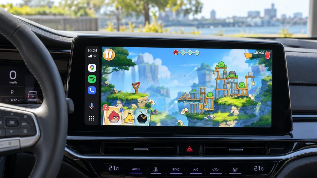 Angry Birds 2 running on Android Auto
