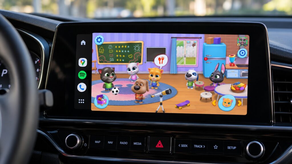 My Talking Tom Friends running on Android Auto