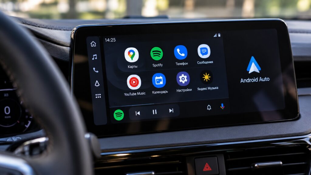 Android Auto interface on a car display