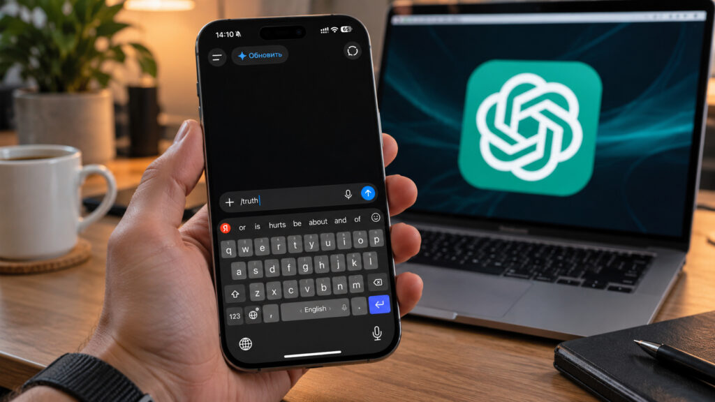 ChatGPT input field on an iPhone with the /truth command typed in