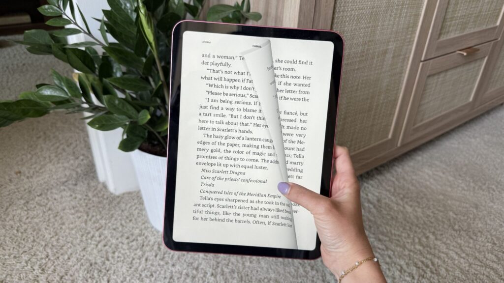 An e-book open on an iPad