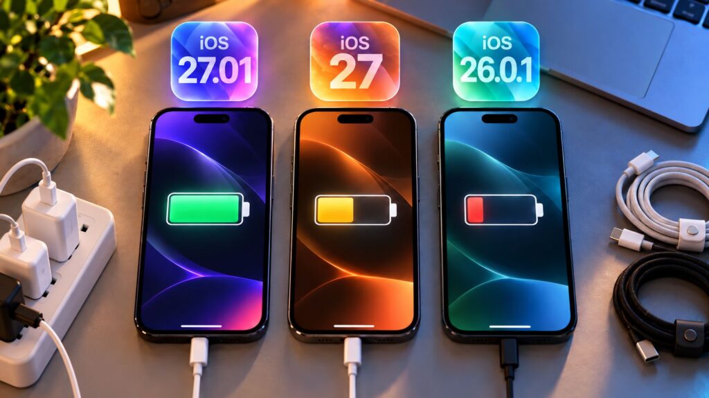 Comparison of iOS 27.0.1 battery life with previous versions