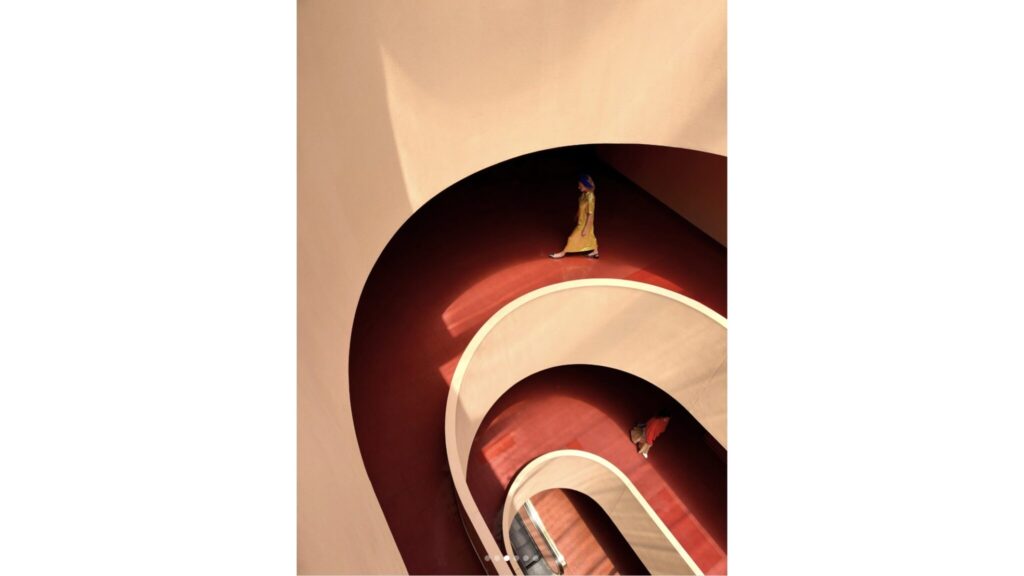 A spiral staircase seen from above