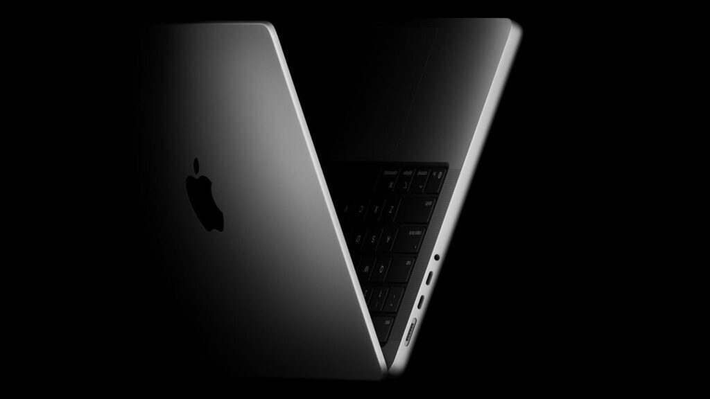 MacBook Pro, partially open