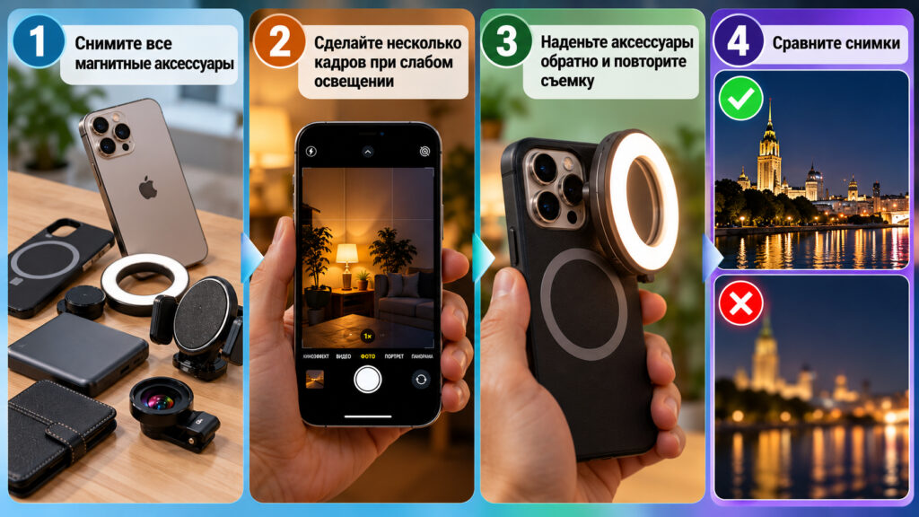 Infographic: steps to follow when shooting with magnetic accessories