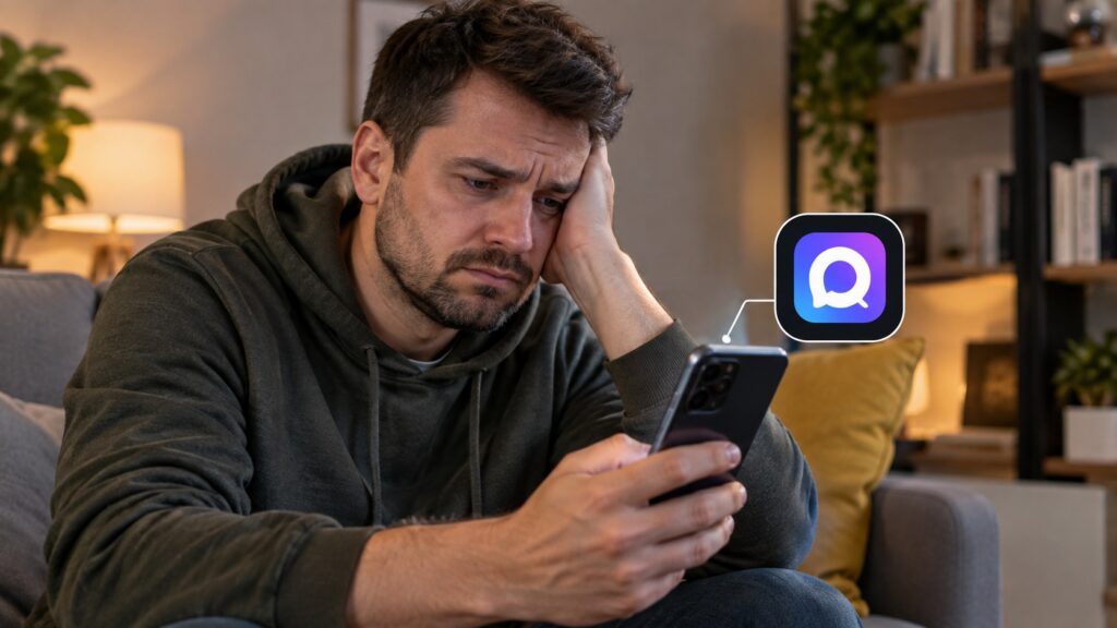 A man holding a phone with MAX installed