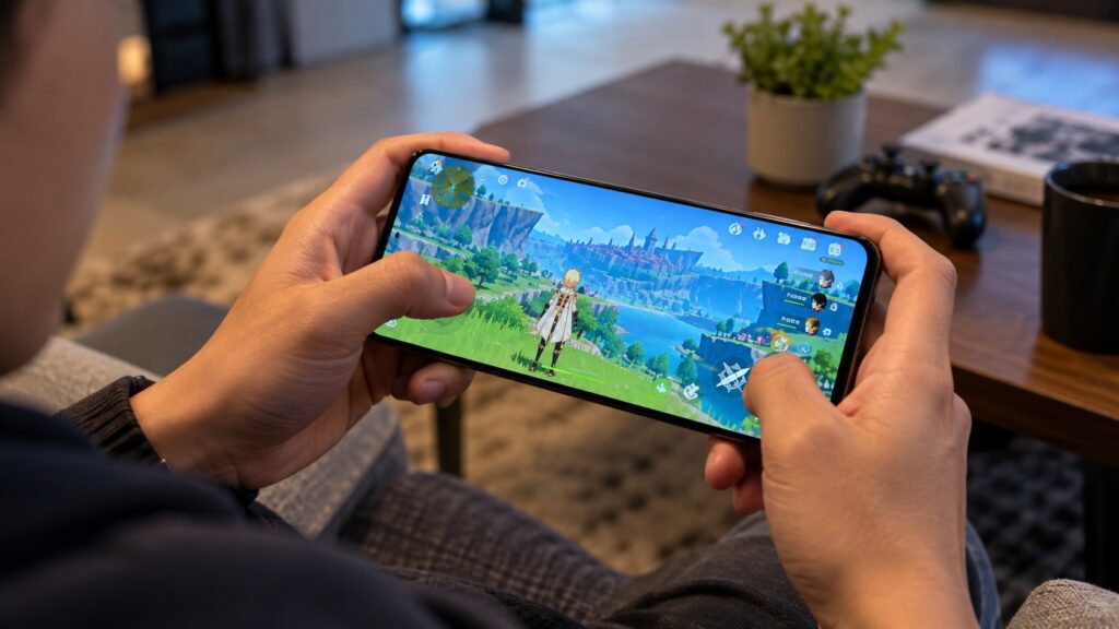 Genshin Impact running on a new Android flagship phone