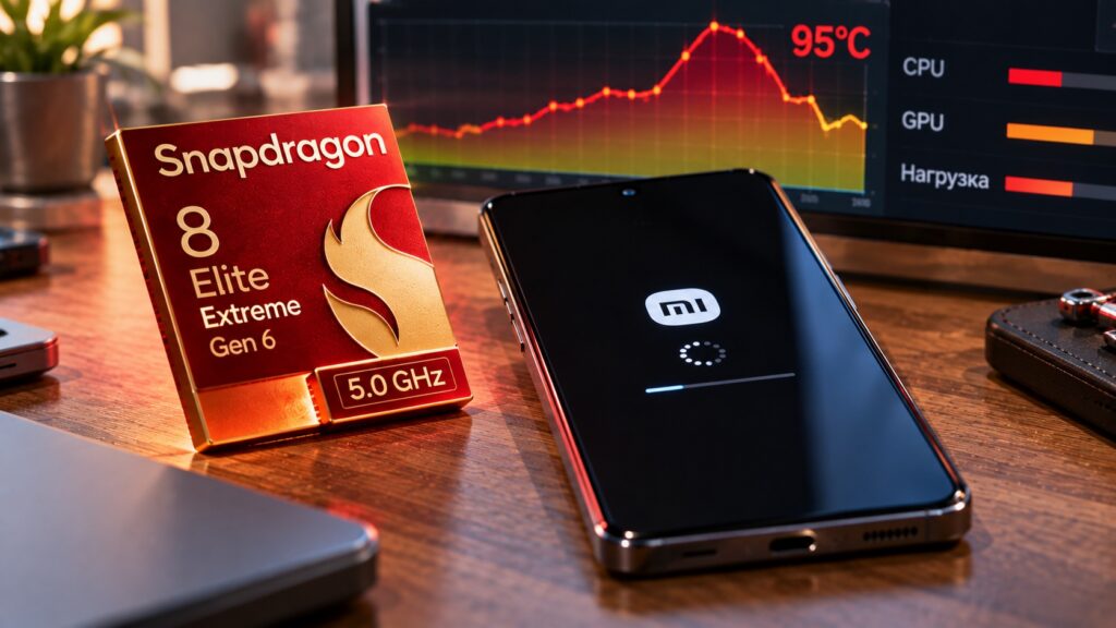 A smartphone with a new Snapdragon processor rebooting