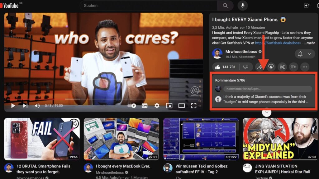 The new YouTube design: comments on the right, recommendations below