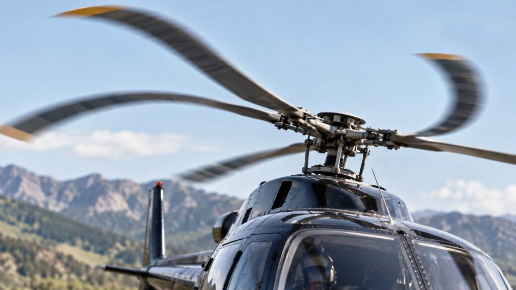 Helicopter blades bent by a rolling shutter