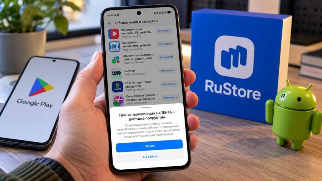 RuStore prompt asking the user to reinstall an app
