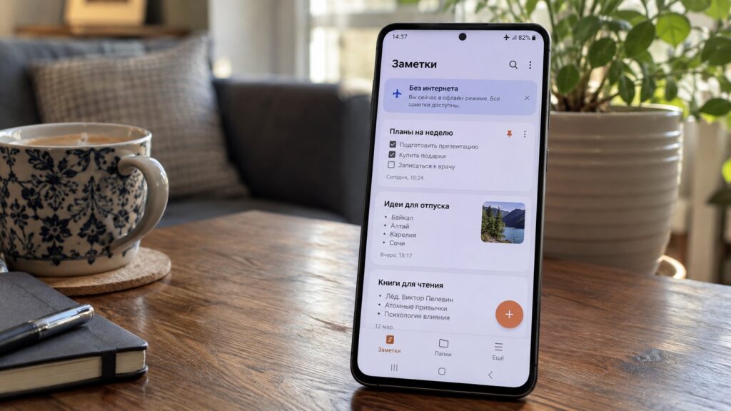 An app running without internet access on a Samsung phone