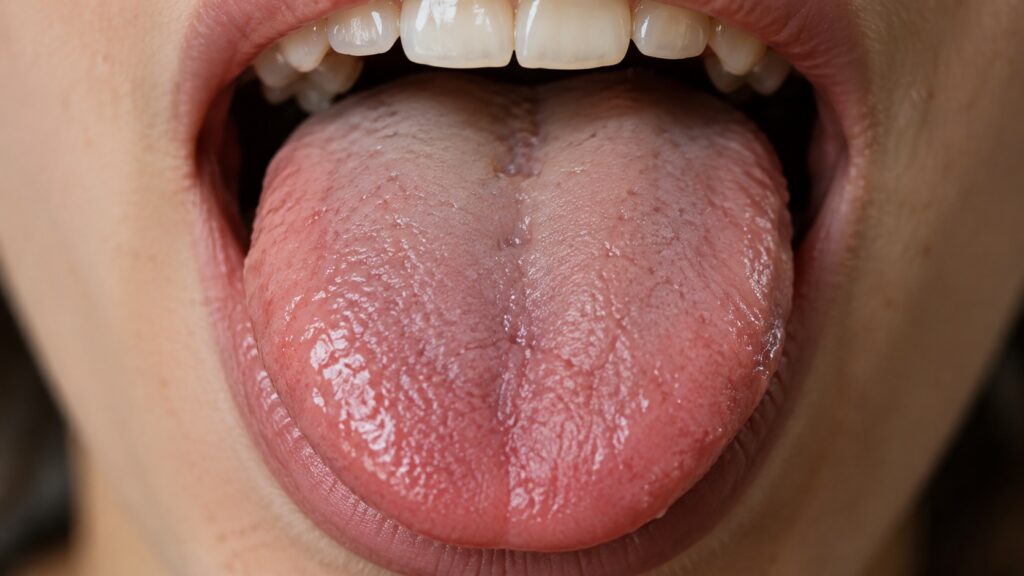 Close-up of a human tongue