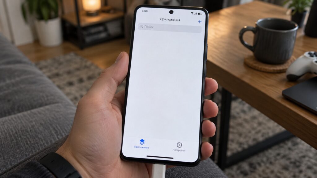 An empty app list on a Xiaomi smartphone running iOS