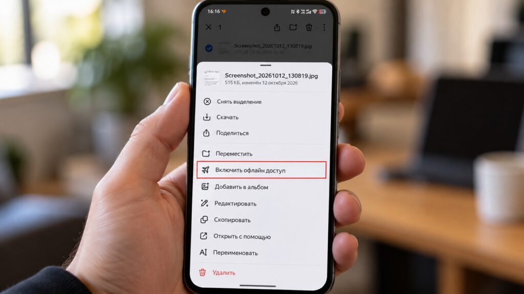 The offline access feature in the Yandex Disk app
